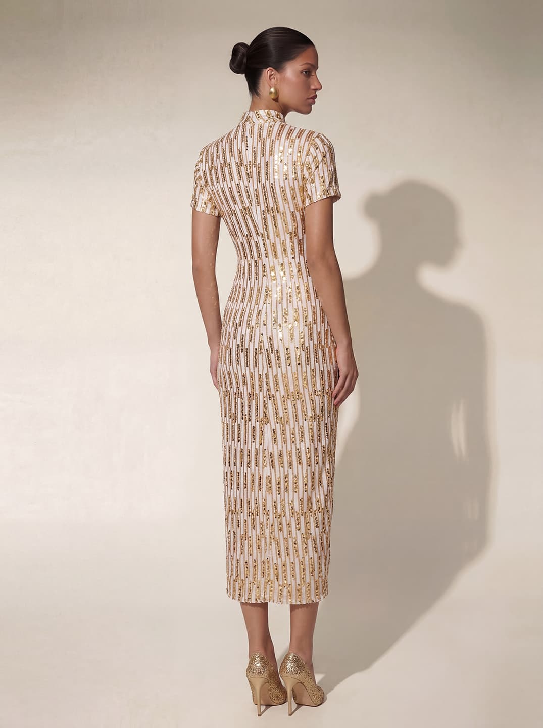Parune Short Sleeve Sequin Midi Dress