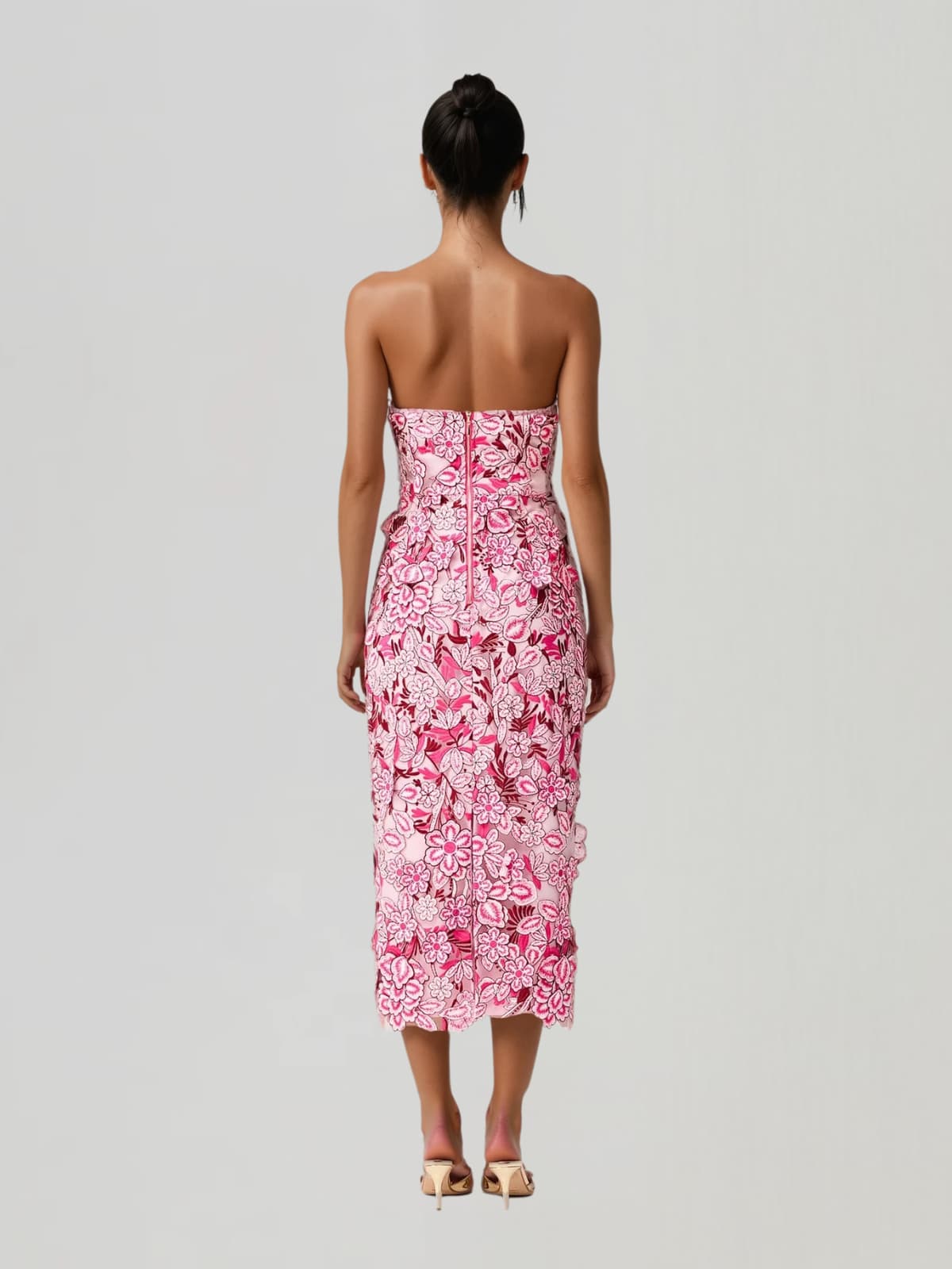 Pavex Strapless Flower Midi Dress