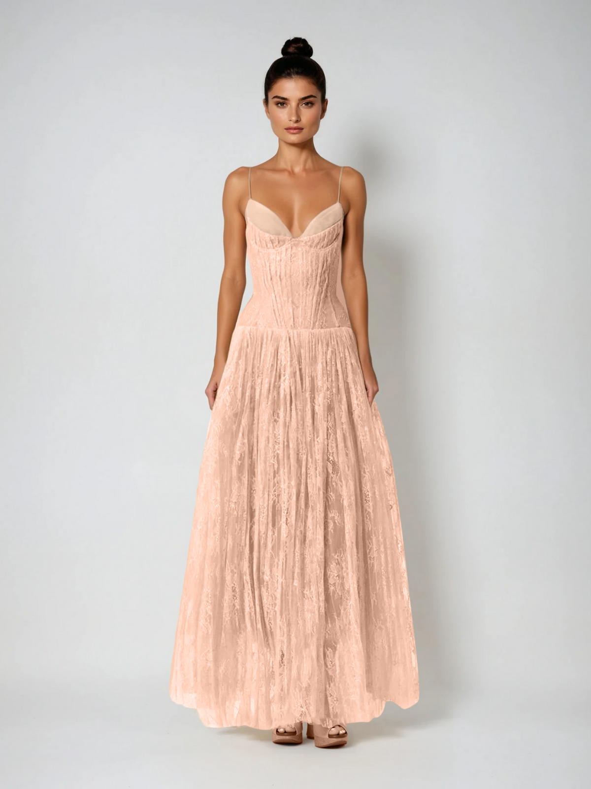 Pavora Spaghetti Lace Maxi Dress