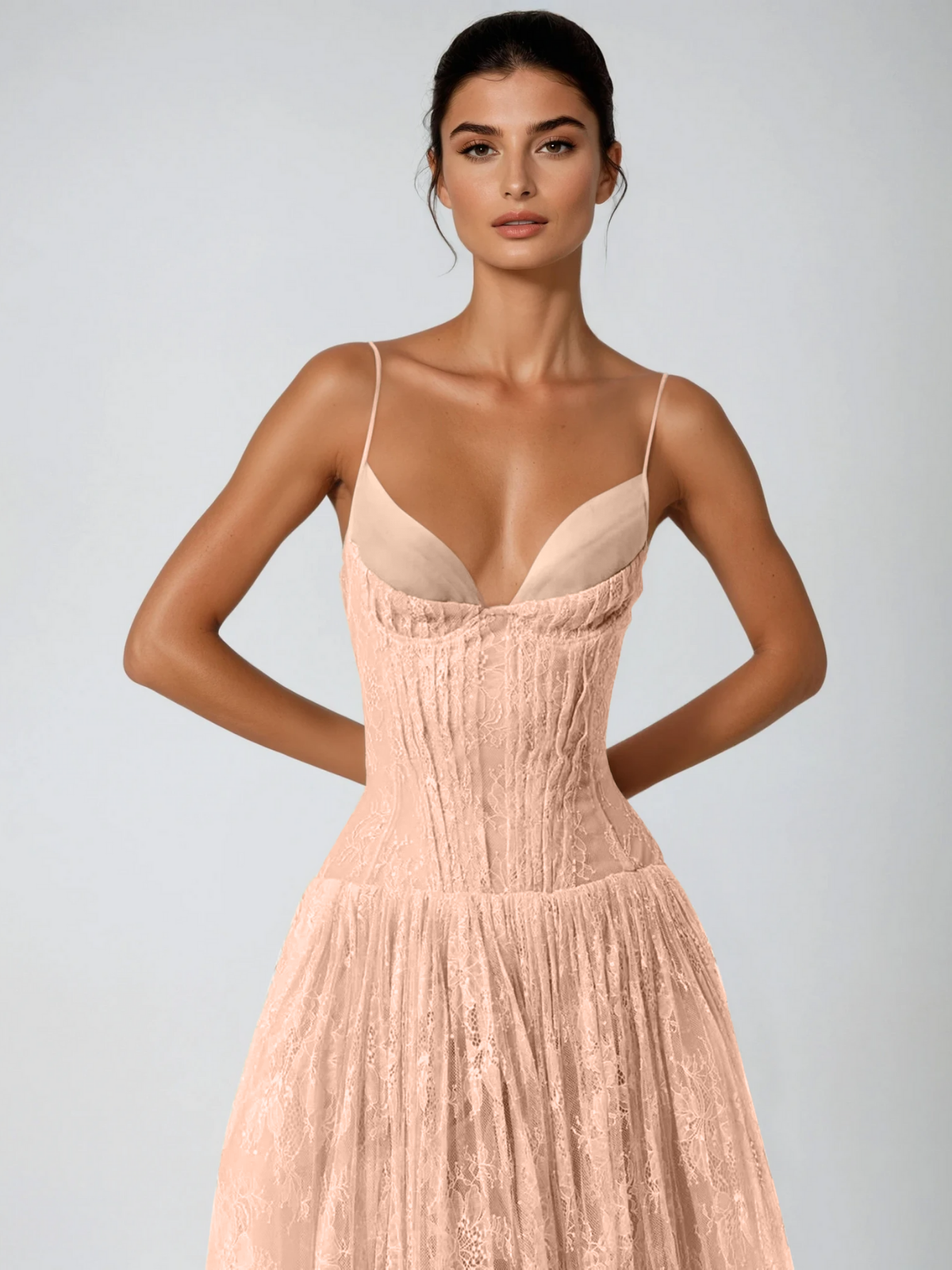Pavora Spaghetti Lace Maxi Dress