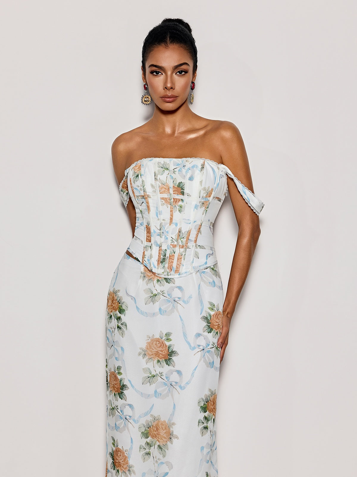 Pheron Off Shoulder Floral Maxi Dress