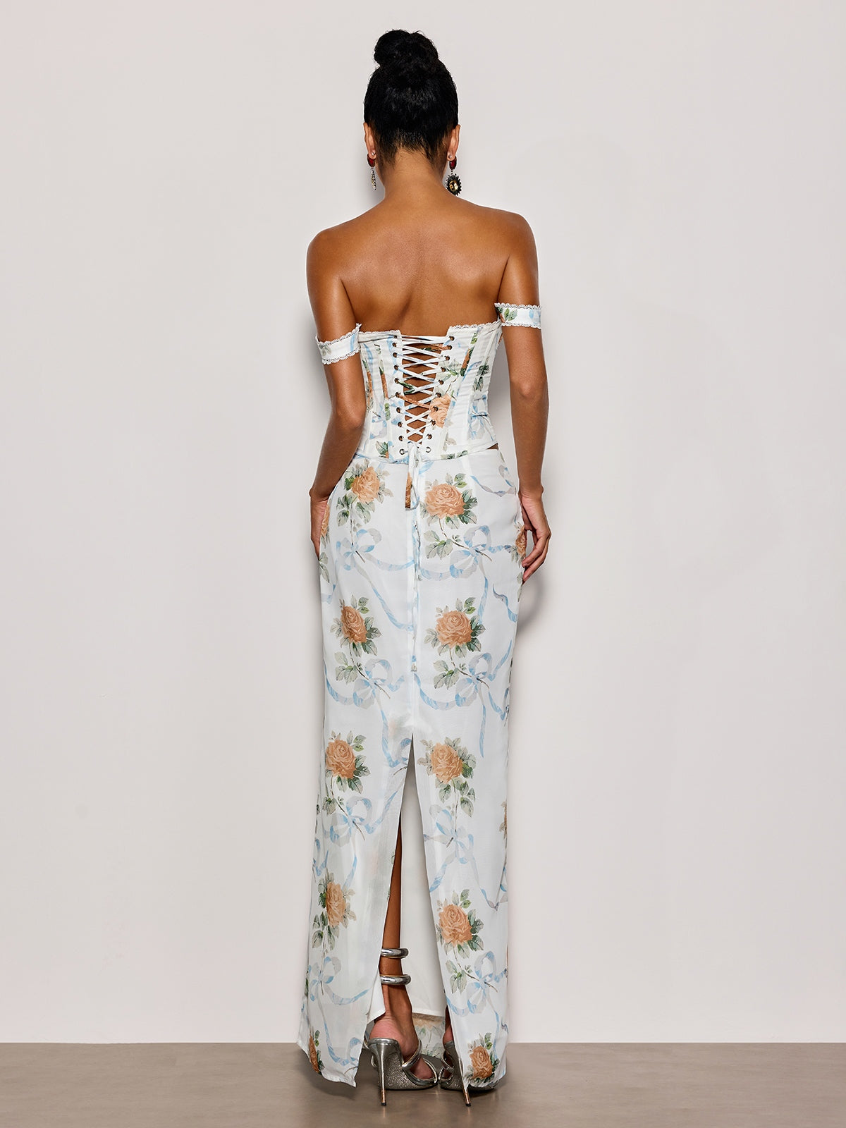 Pheron Off Shoulder Floral Maxi Dress
