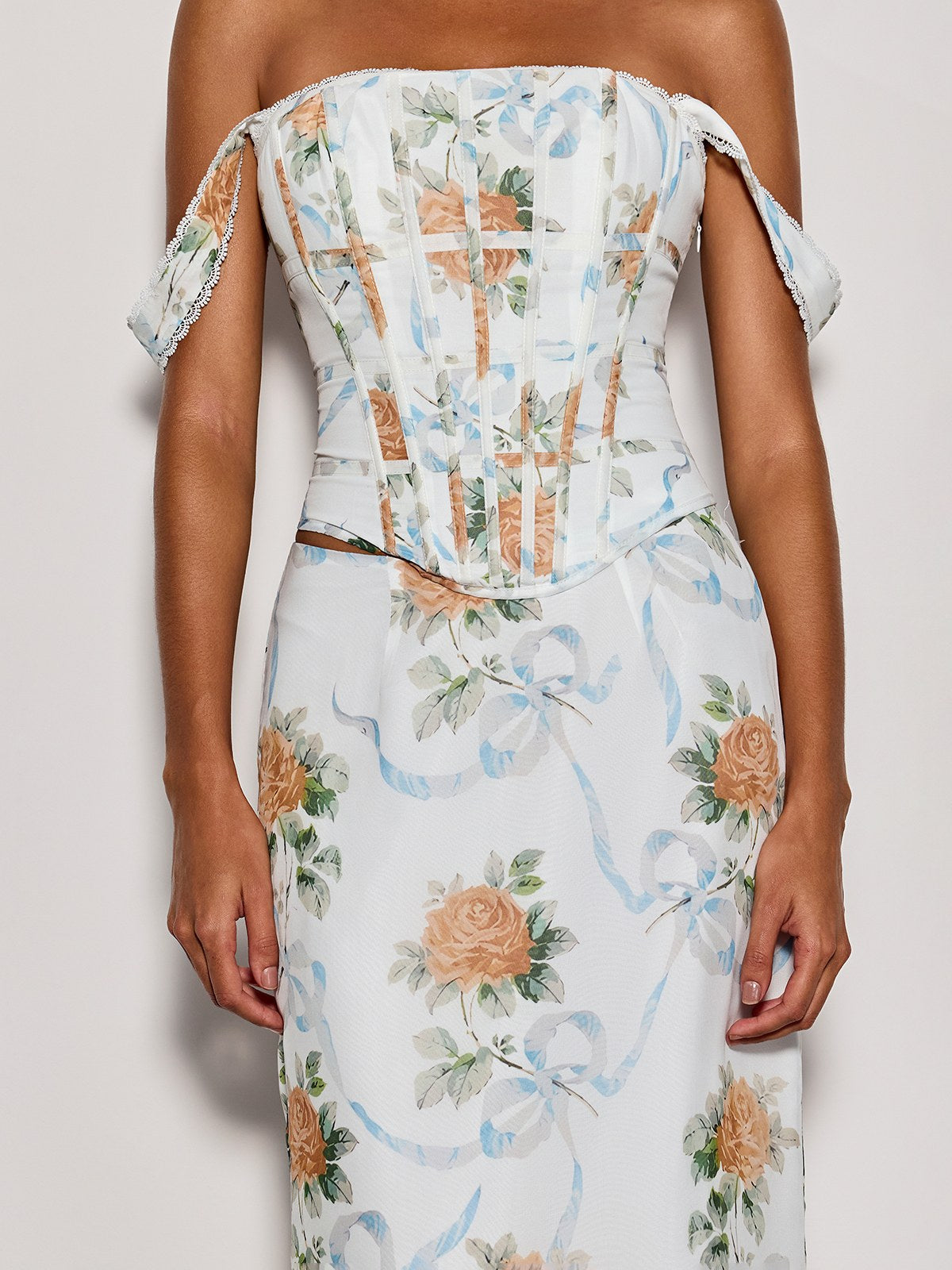 Pheron Off Shoulder Floral Maxi Dress
