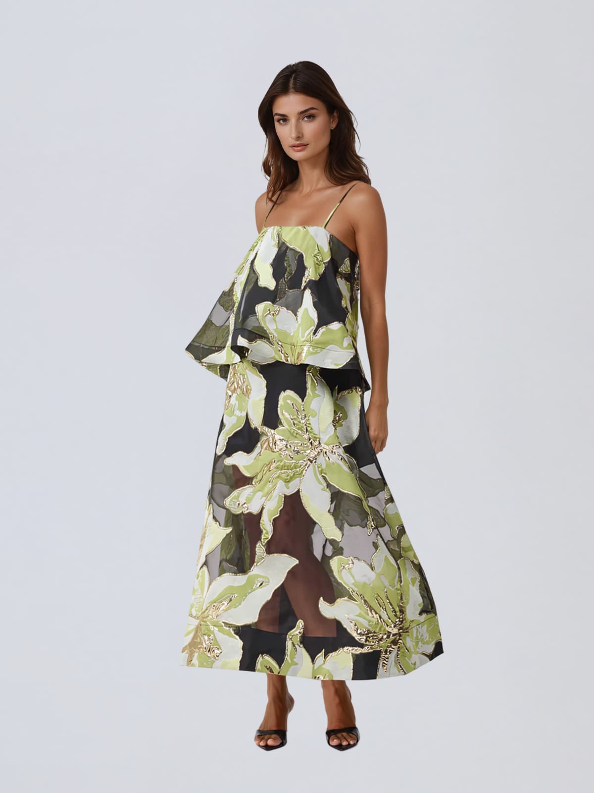 Praevor Spaghetti Floral Maxi Dress