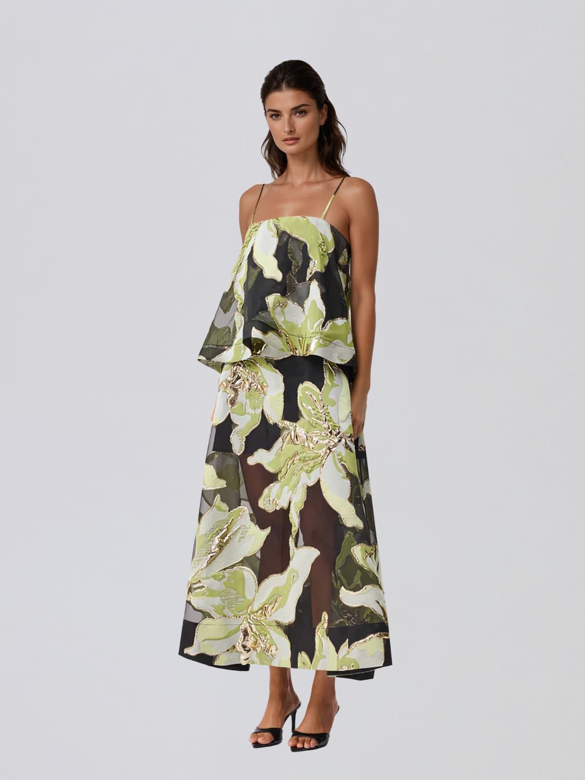 Praevor Spaghetti Floral Maxi Dress
