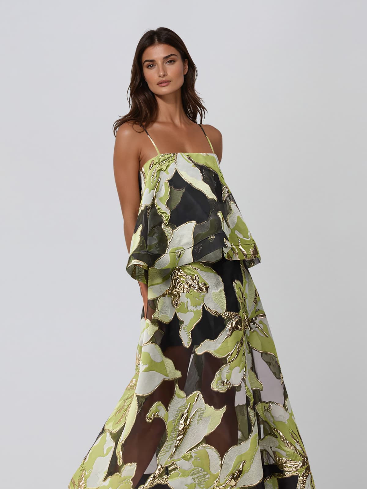 Praevor Spaghetti Floral Maxi Dress