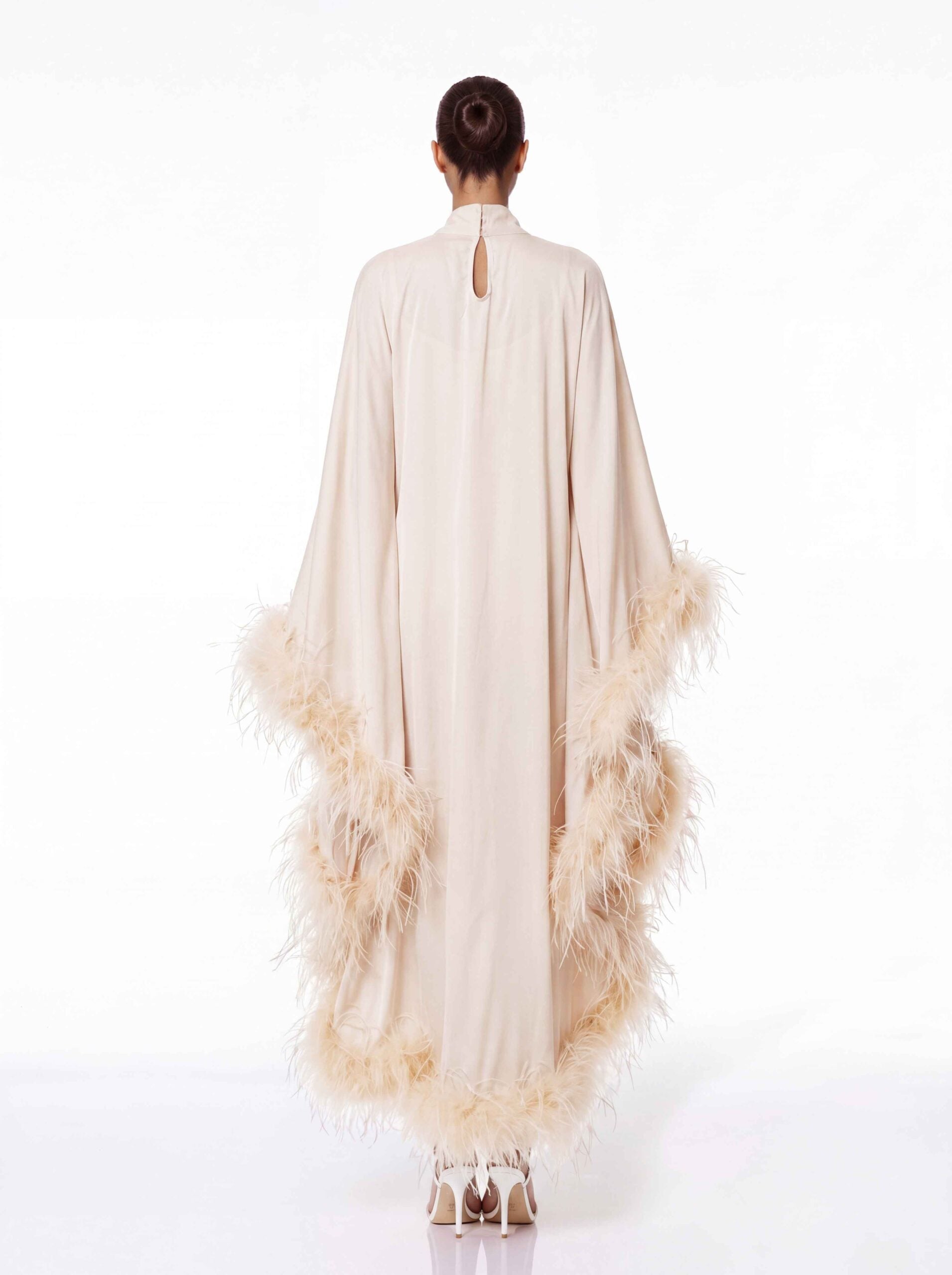 Pyndralor Bat Sleeve Feather Dress Set