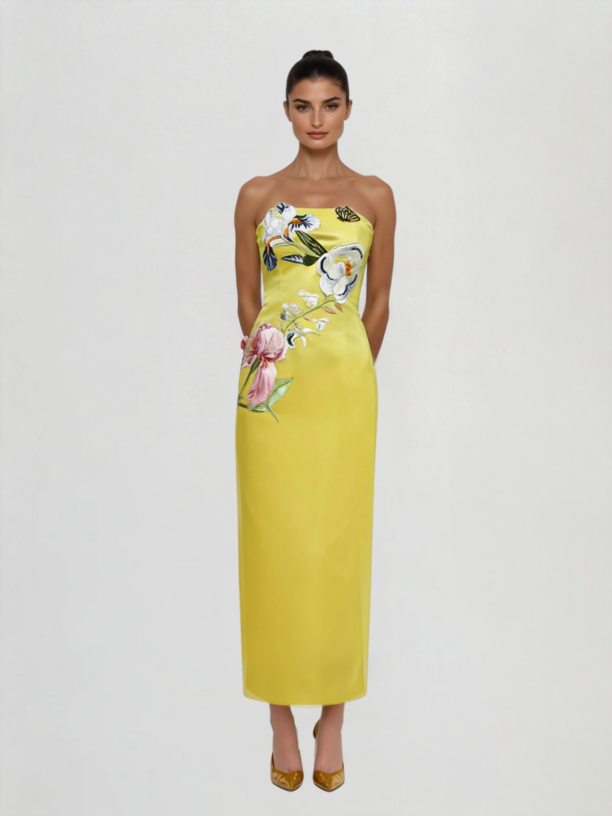 Pyrella Strapless Flower Maxi Dress