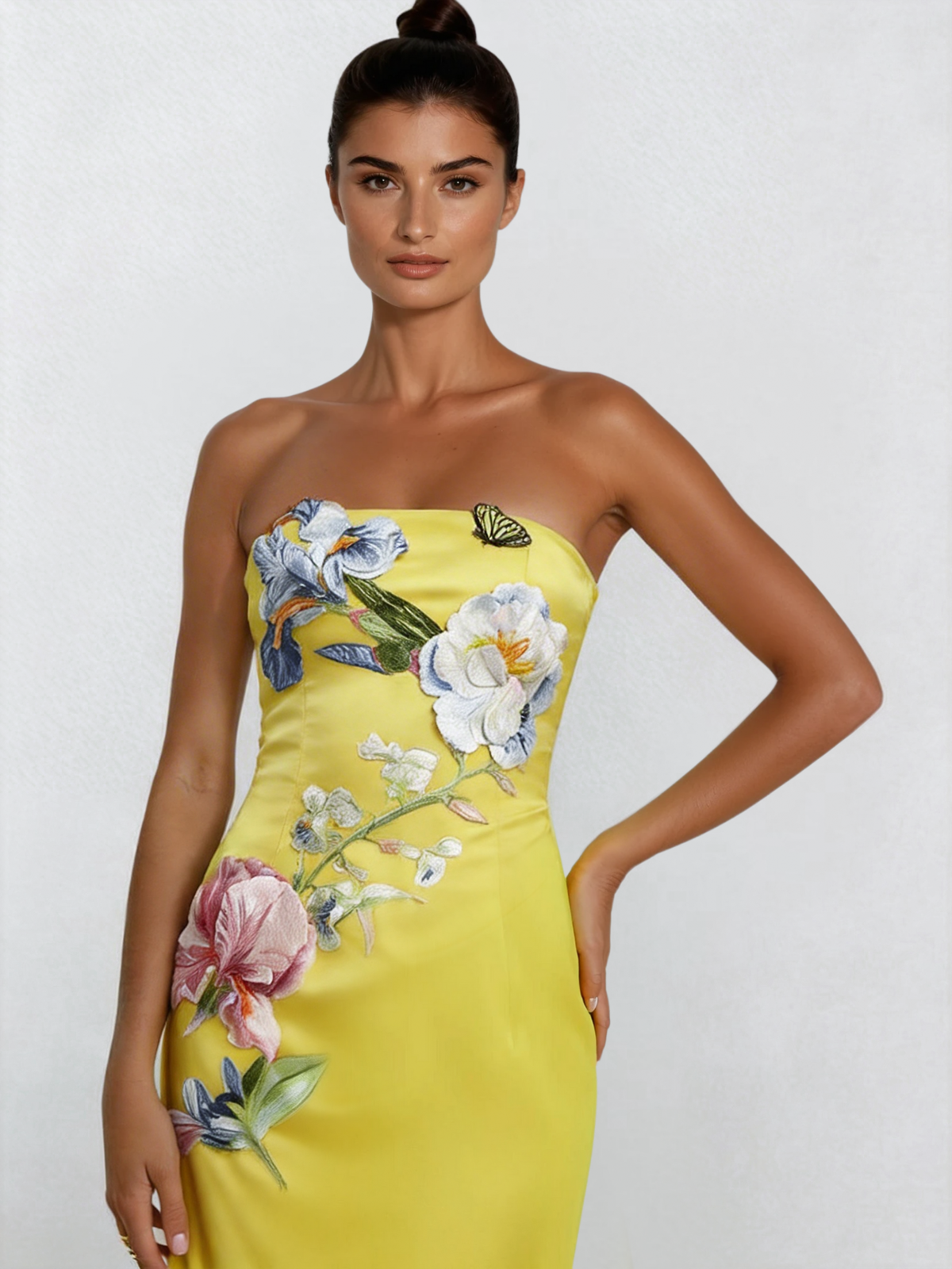 Pyrella Strapless Flower Maxi Dress