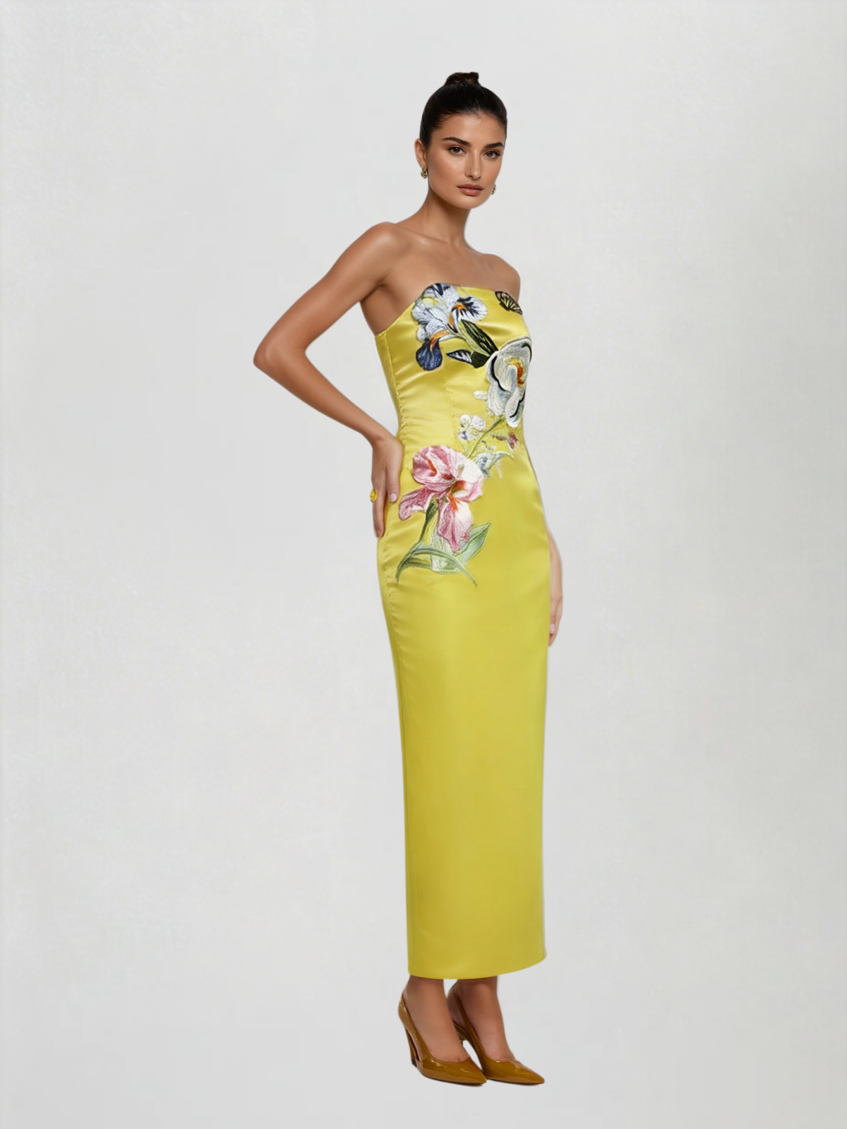 Pyrella Strapless Flower Maxi Dress
