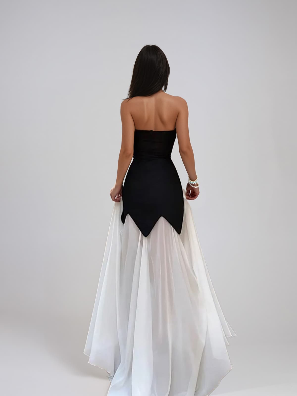 Qervion Strapless Pearl Bandage Dress Set