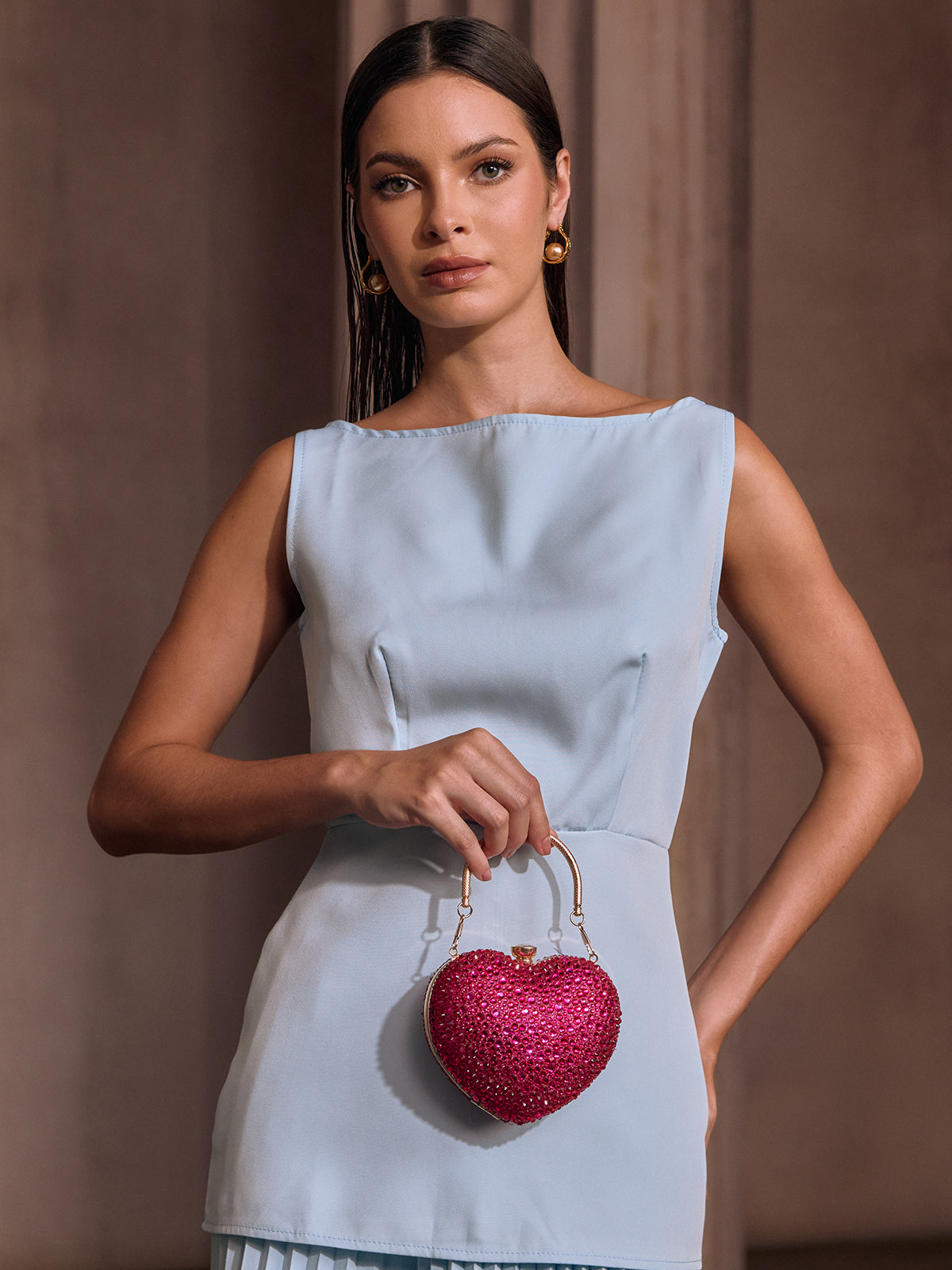 Qorynex Rhinestone Heart Bag