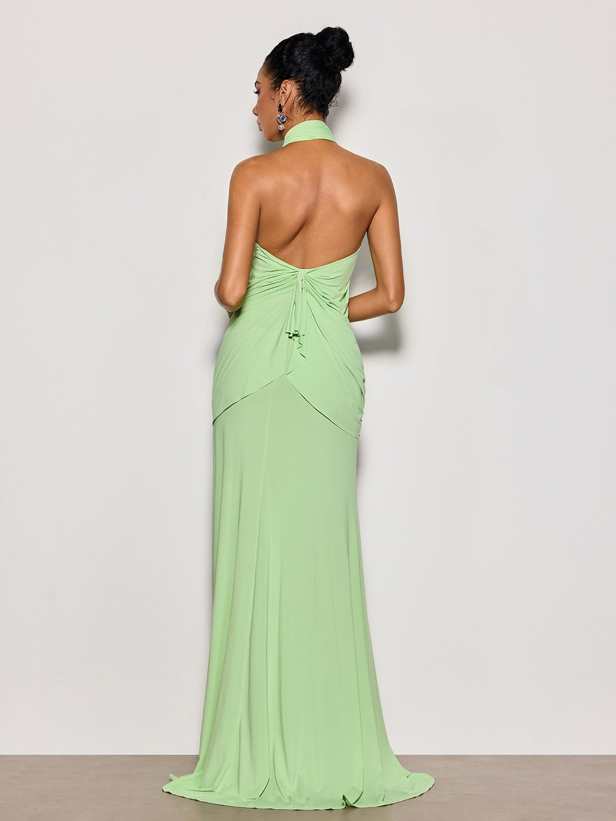 Qoryxa Backless Draped Butterfly Maxi Dress