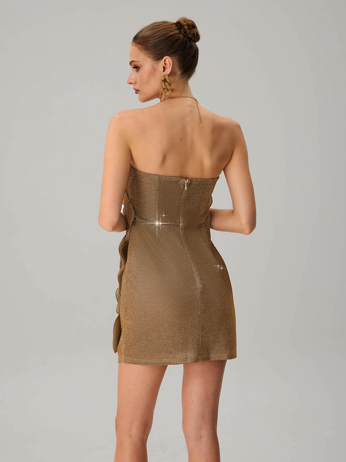 Queyra Strapless Flower Mini Dress