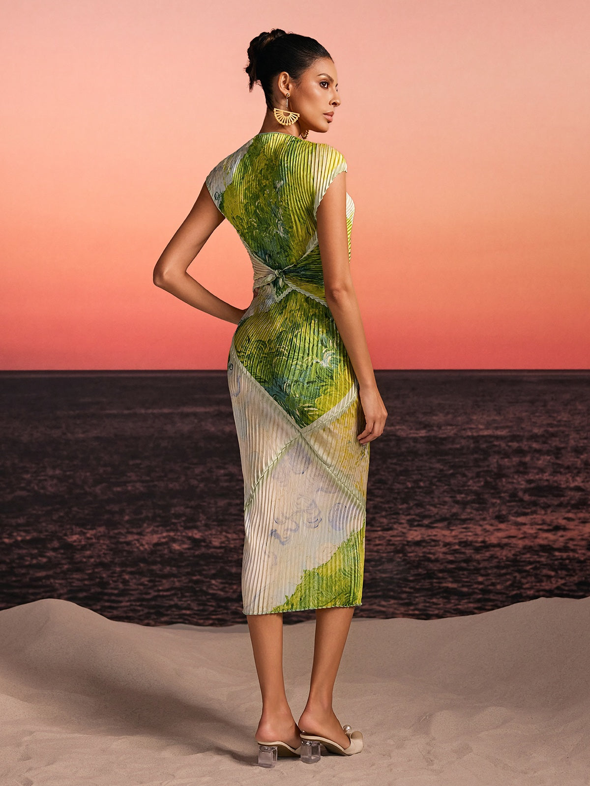Quiron Pleated Printed Skirt Set