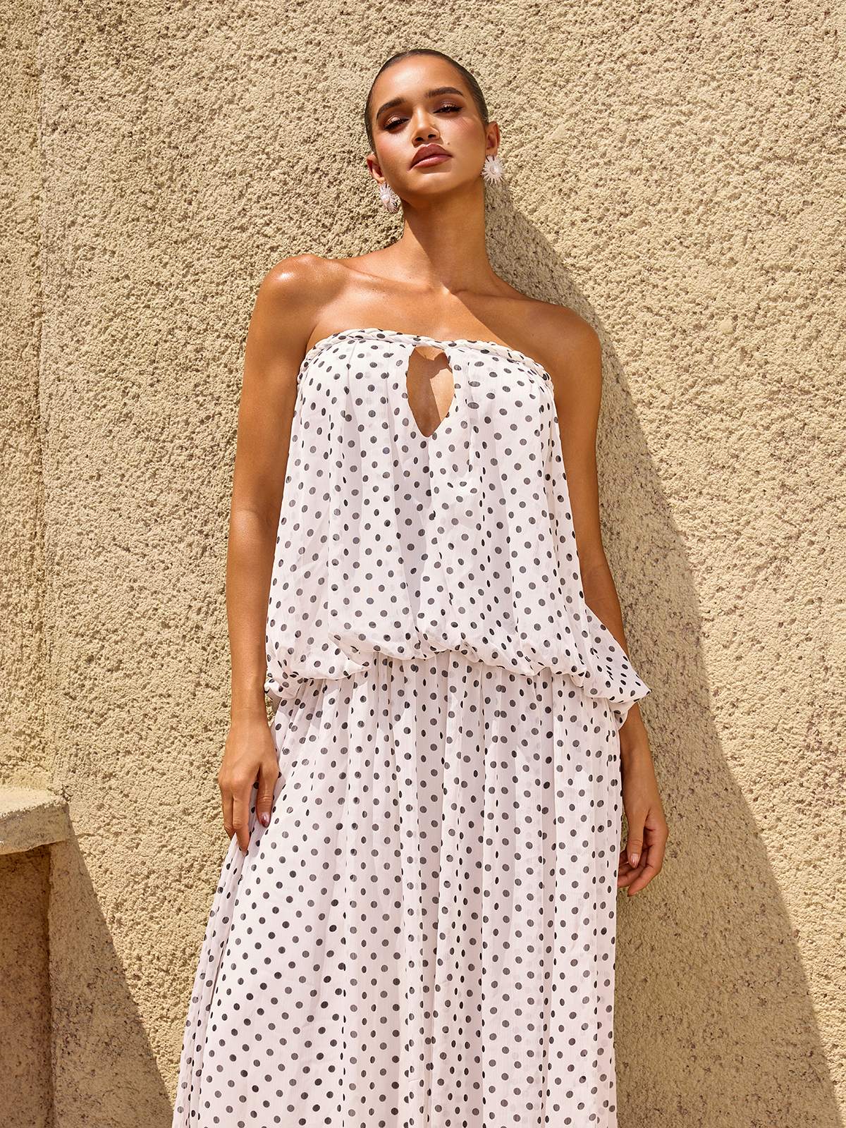Quorvane Strapless Dot Maxi Dress
