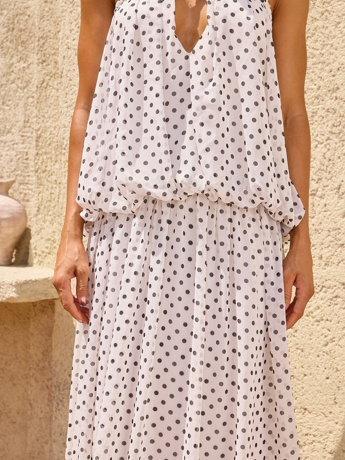 Quorvane Strapless Dot Maxi Dress
