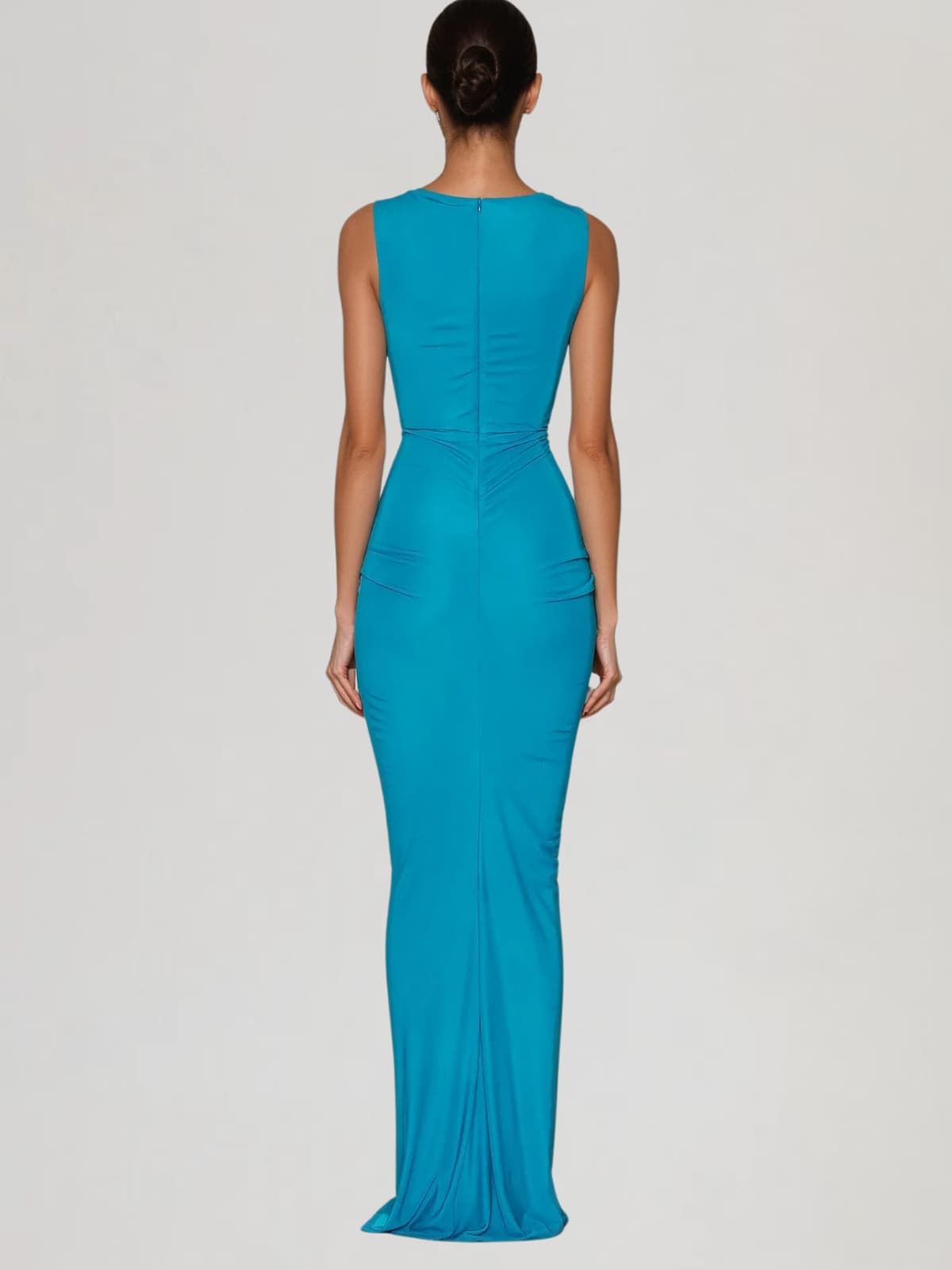 Quvion Sleeveless Cutout Ruched Maxi Dress