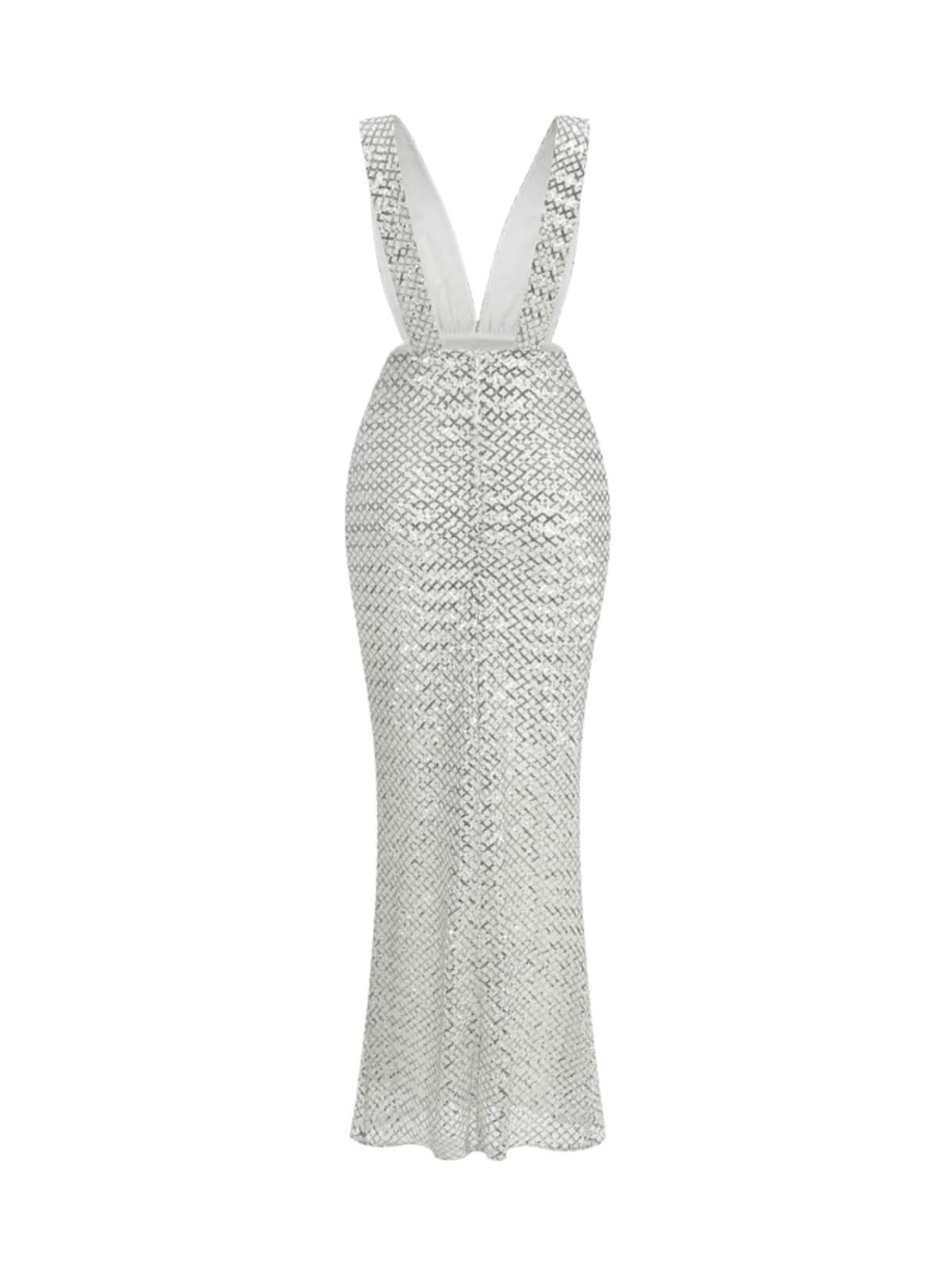 Raziya V Neck Bow Sequin Maxi Dress In White