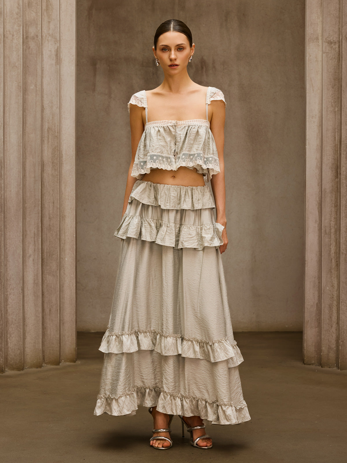 Relythic Ruffle Lace Skirt Set