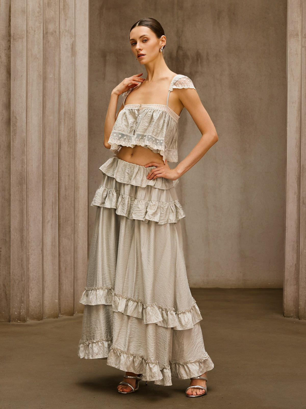 Relythic Ruffle Lace Skirt Set