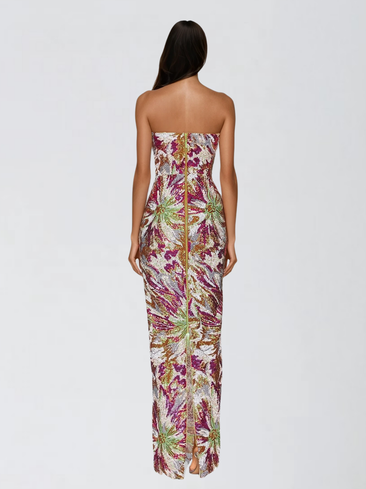 Rexlyra Strapless Sequin Firework Maxi Dress