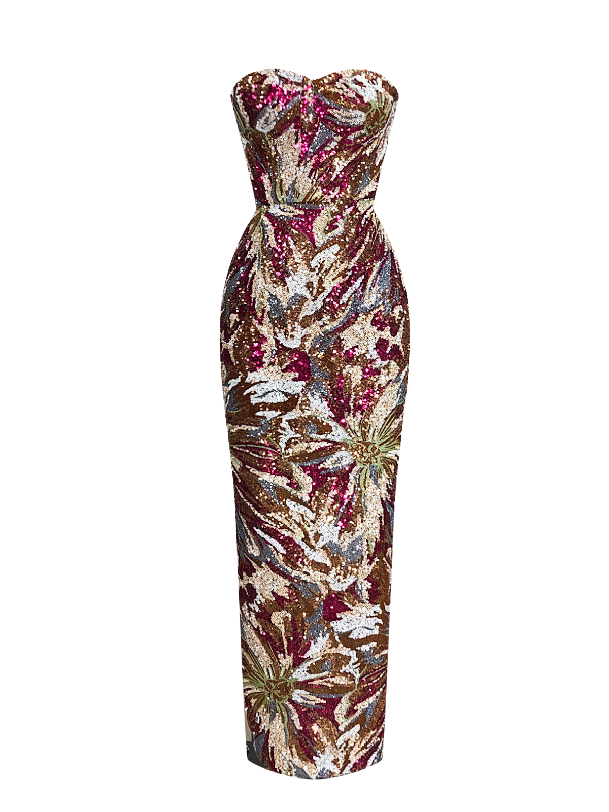 Rexlyra Strapless Sequin Firework Maxi Dress