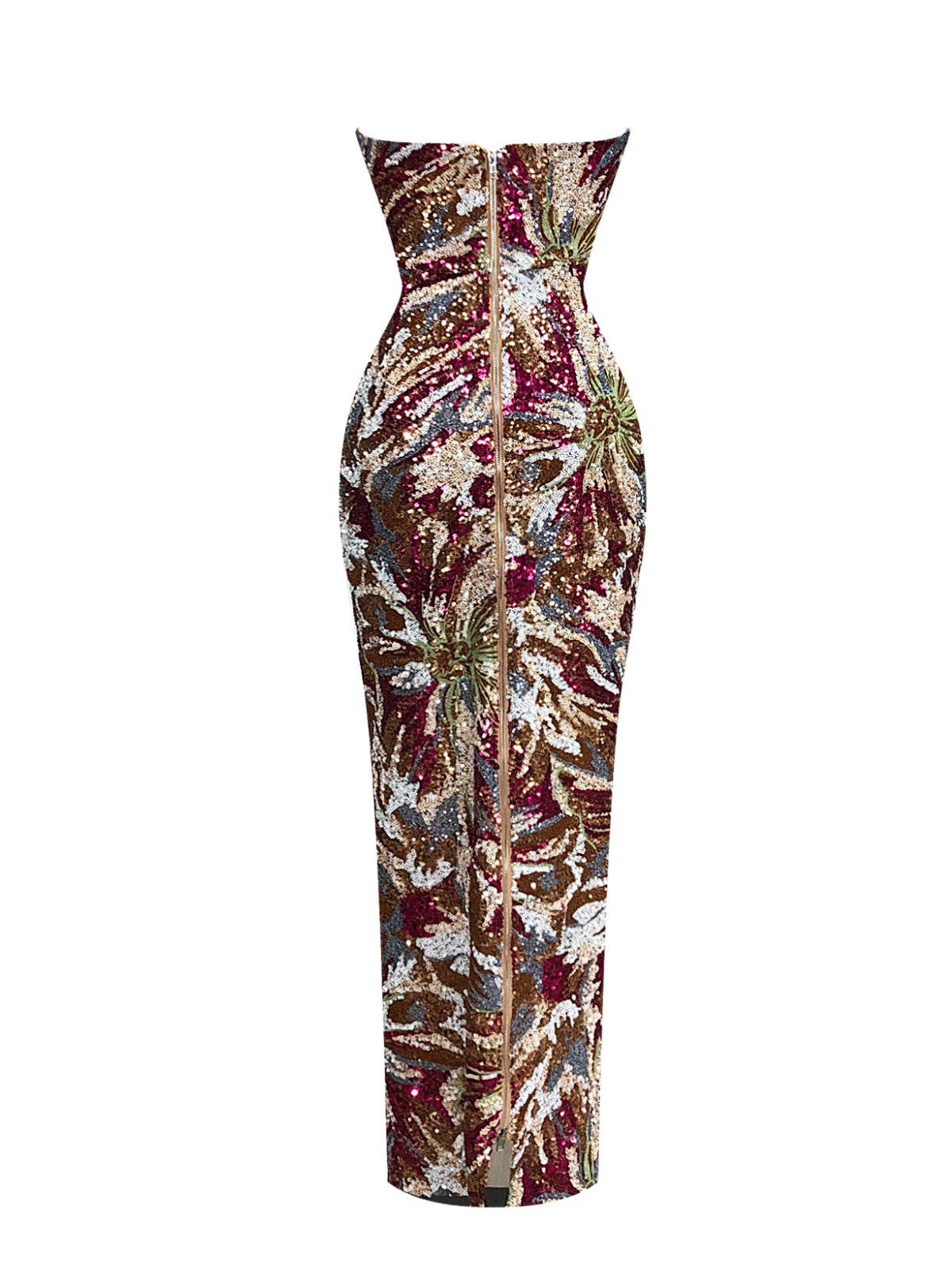 Rexlyra Strapless Sequin Firework Maxi Dress