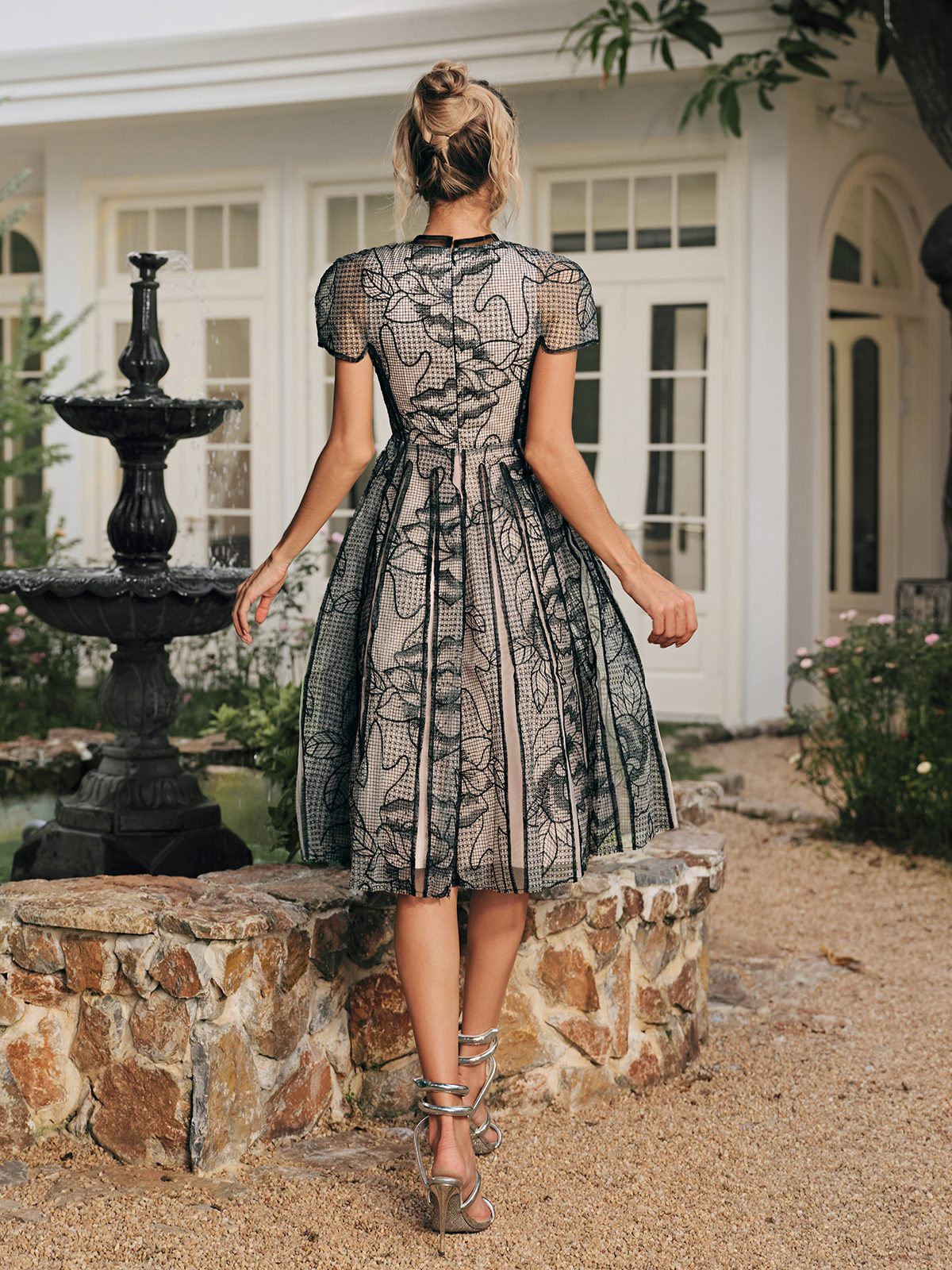 Rhaxma Floral Embroidered Midi Dress