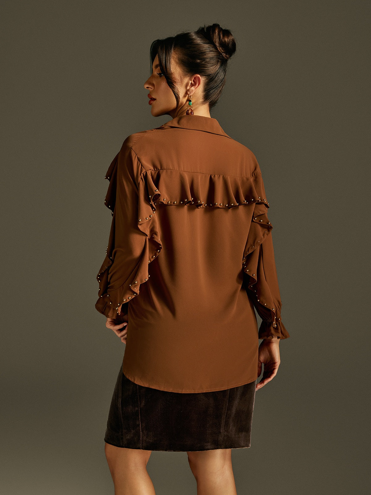 Rogier Flare Sleeve Ruffle Top