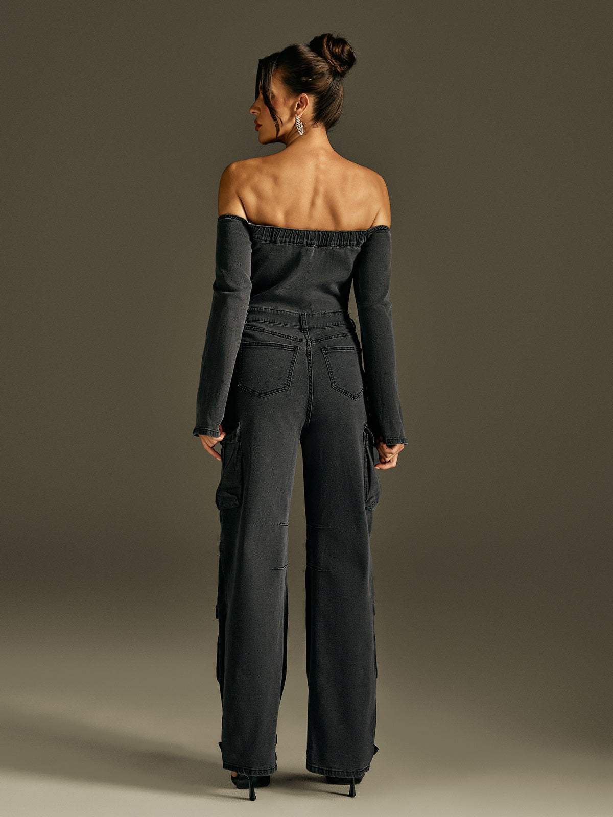 Roho Off Shoulder Denim Jumpsuit