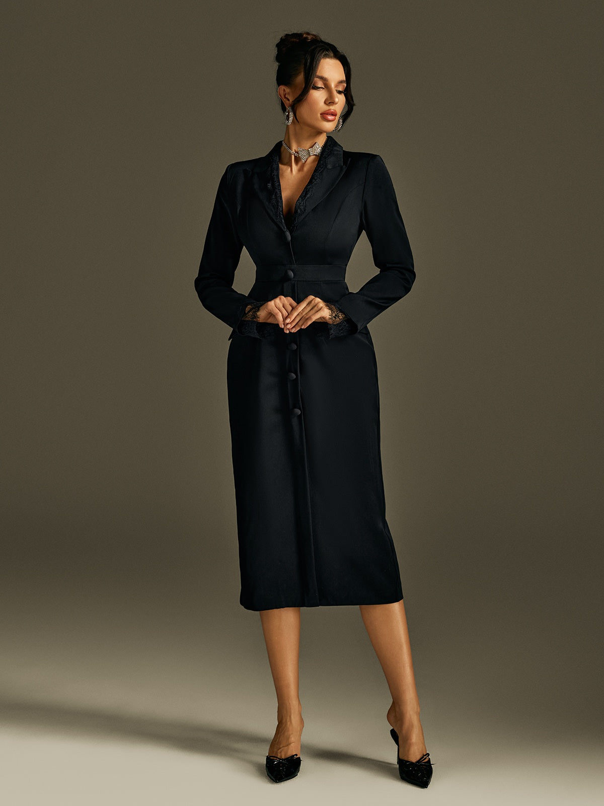 Romulus Long Sleeve Lace Midi Dress