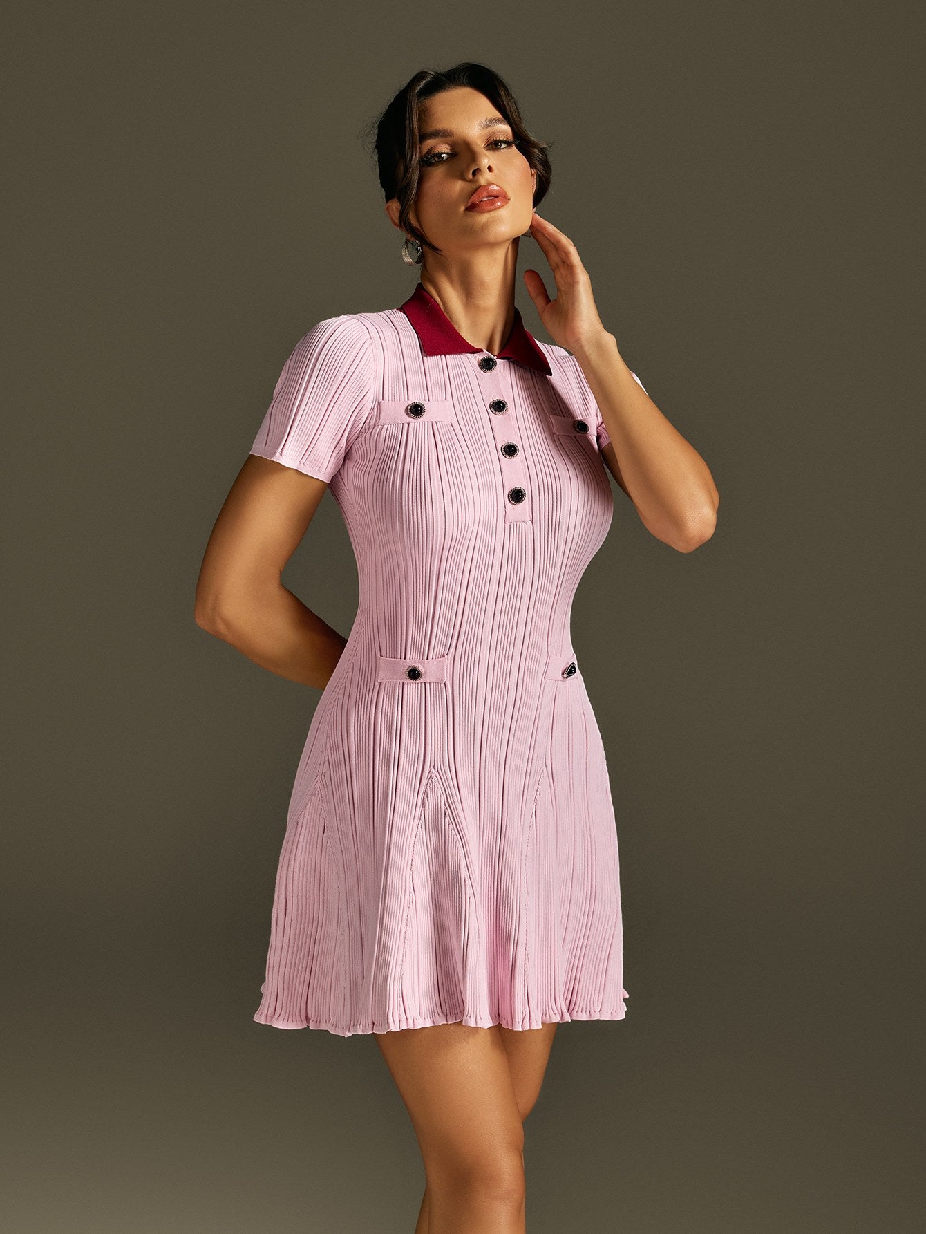 Rorah Collar Flare Mini Dress