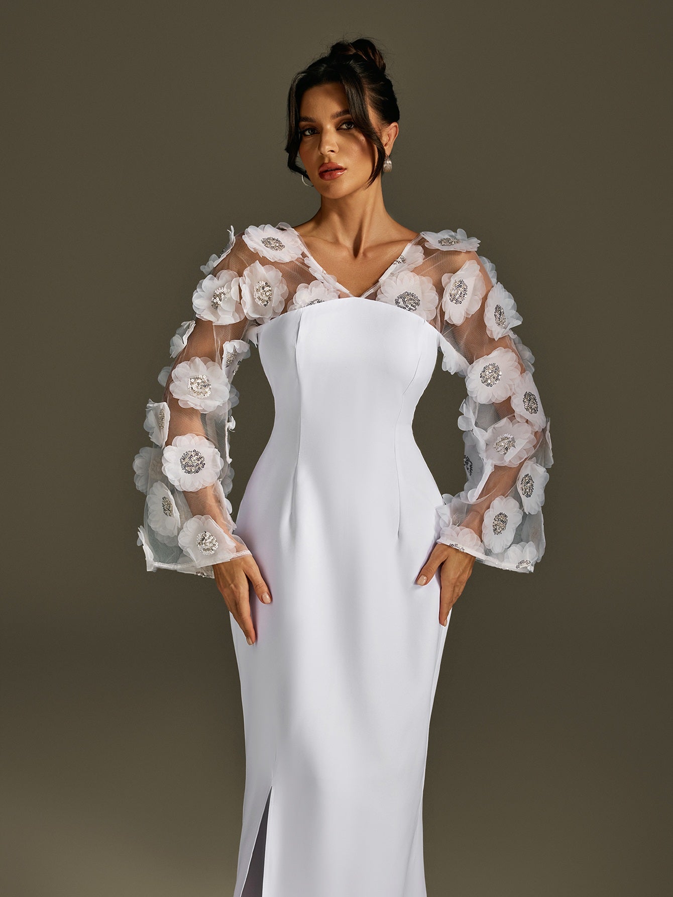Rosaire Flower Sequin Maxi Dress