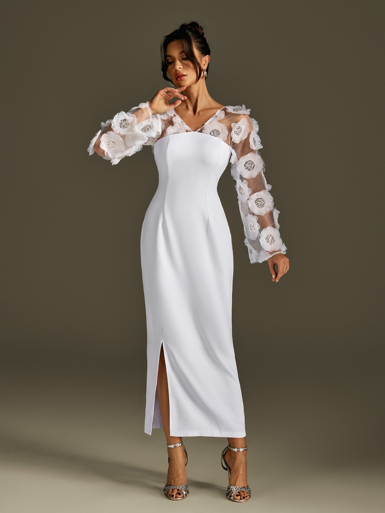Rosaire Flower Sequin Maxi Dress