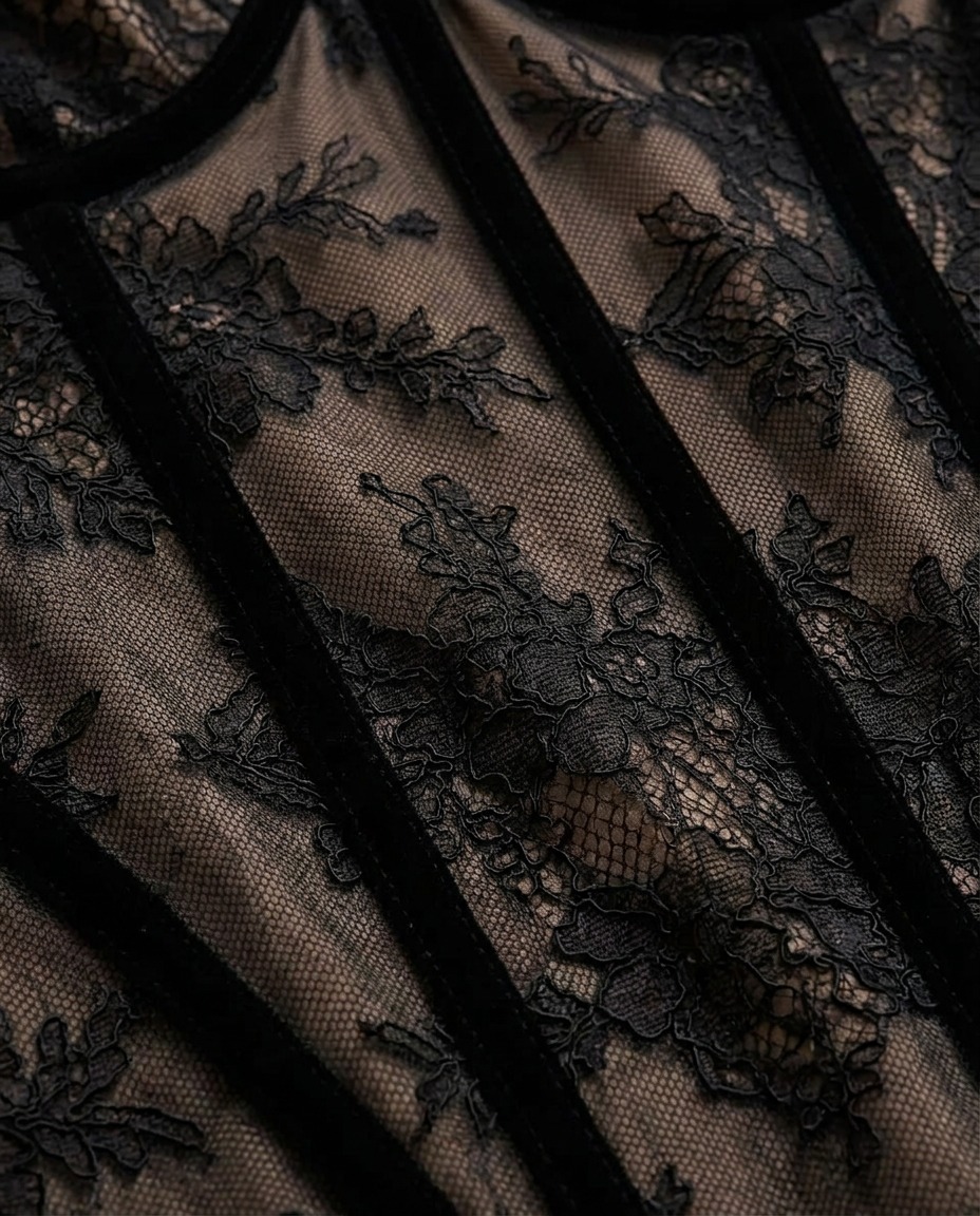 Rosalina Strapless Corset Lace Maxi Dress In Black