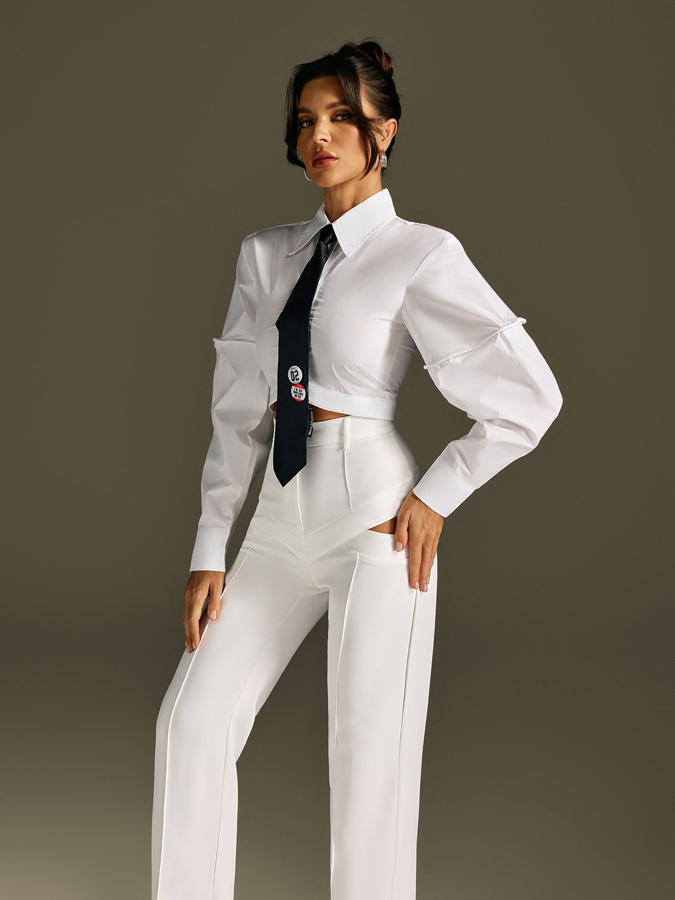 Roselani Puff Sleeve Shirt With Tie