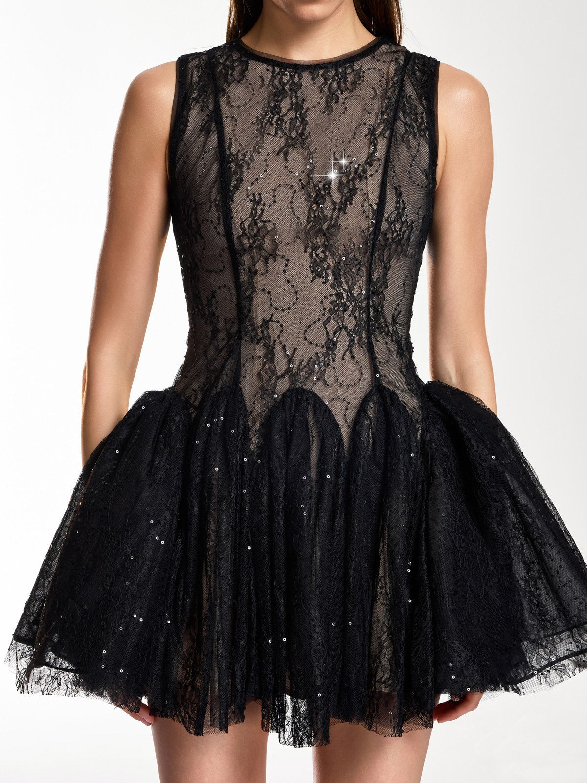 Rovik Sleeveless Lace Sequin Maxi Dress