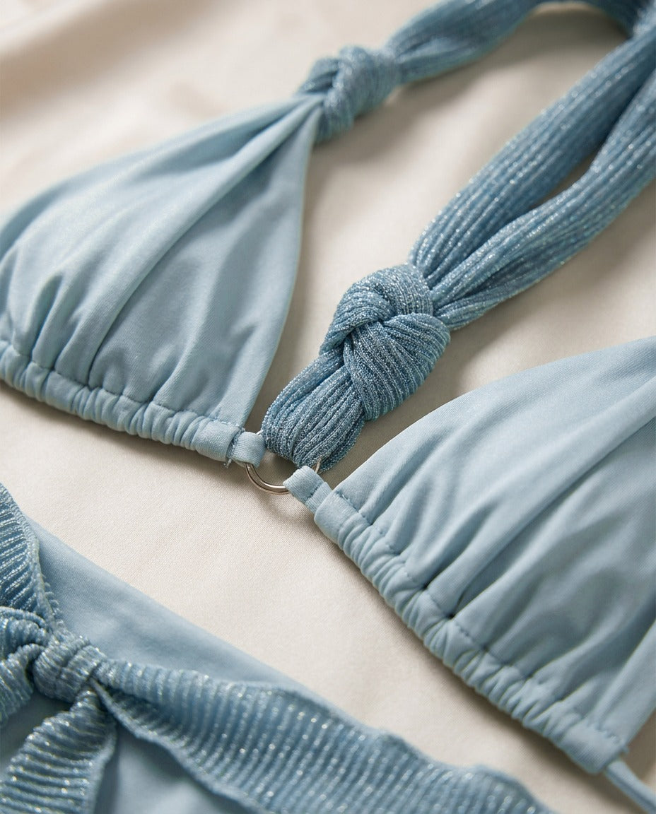 Santorini Halter Bikini Top In Sky Blue