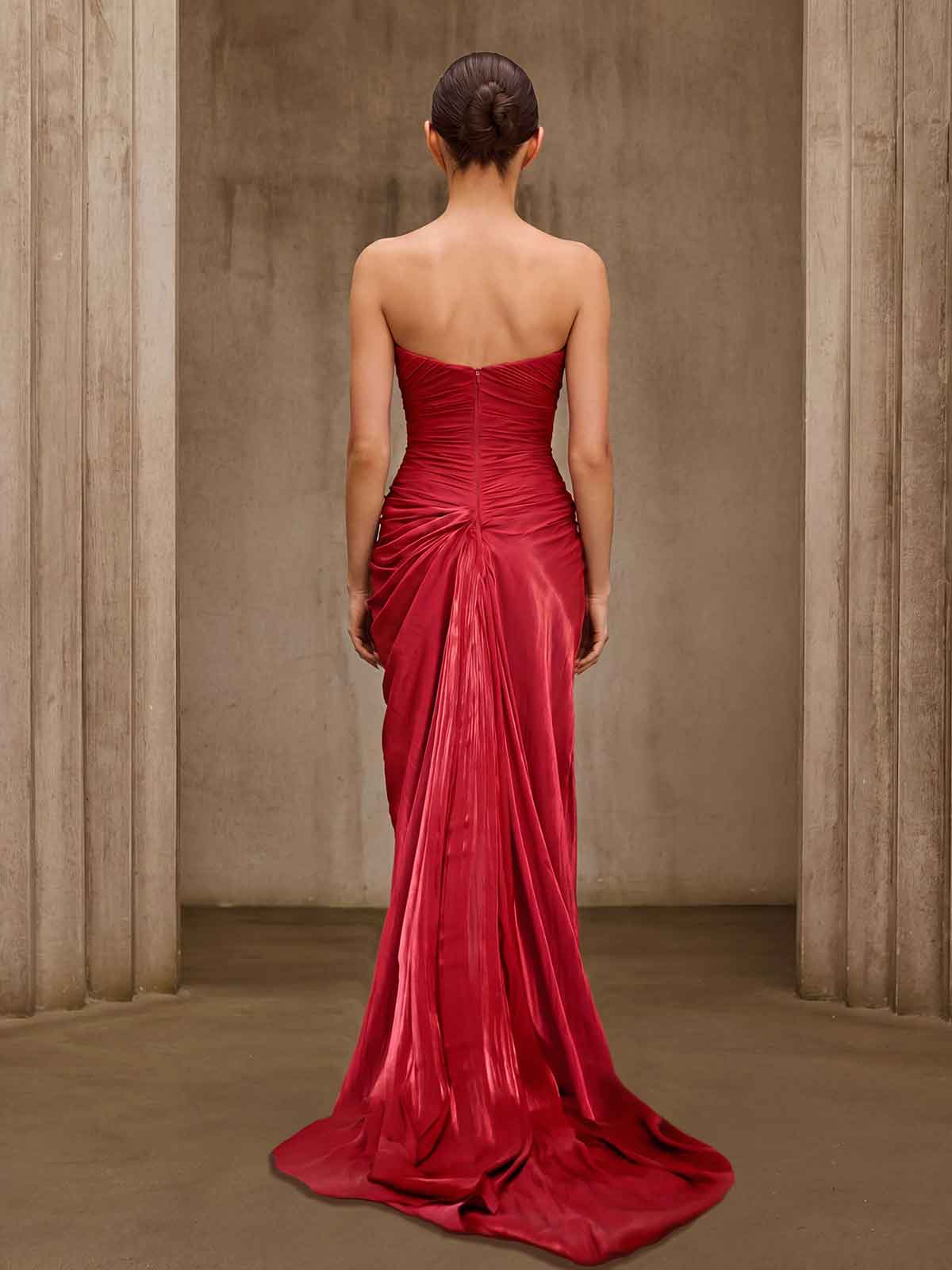 Savelion Strapless Draped Maxi Dress