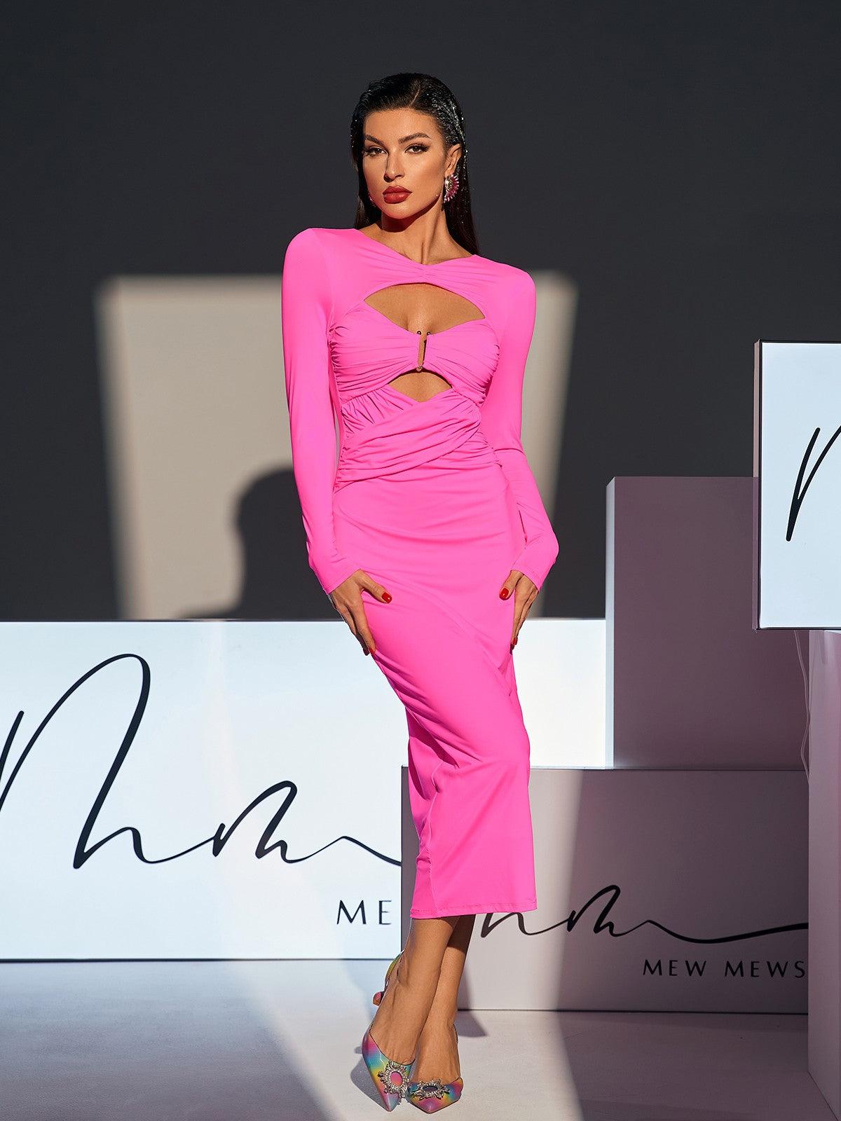 Seamus Long Sleeve Cutout Twisted Dress