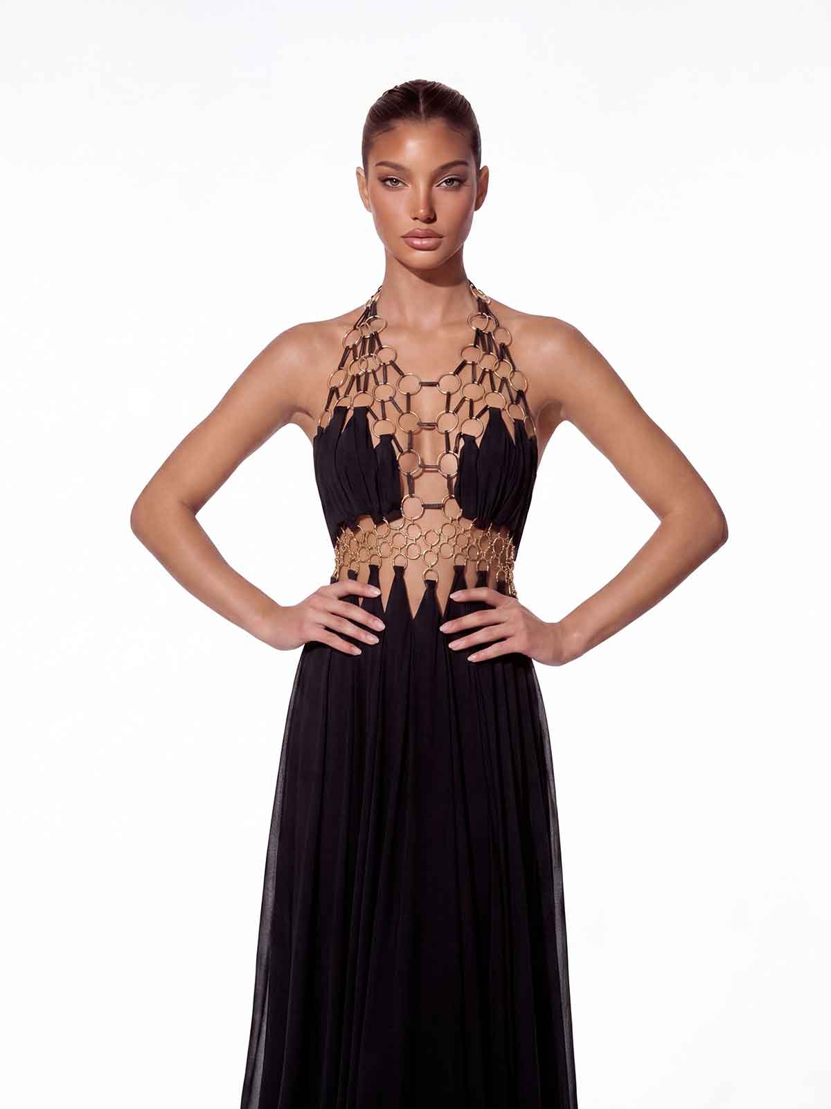 Sevionx Backless Cutout Maxi Dress In Black