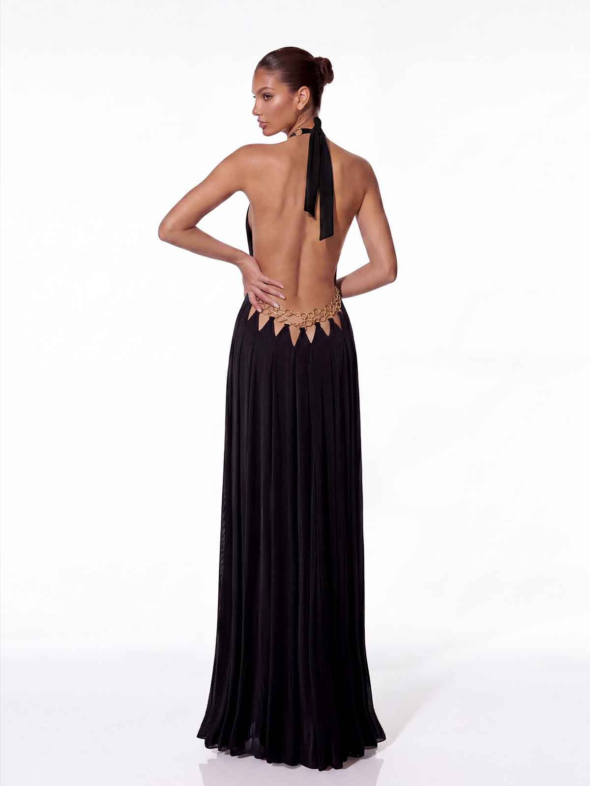 Sevionx Backless Cutout Maxi Dress In Black