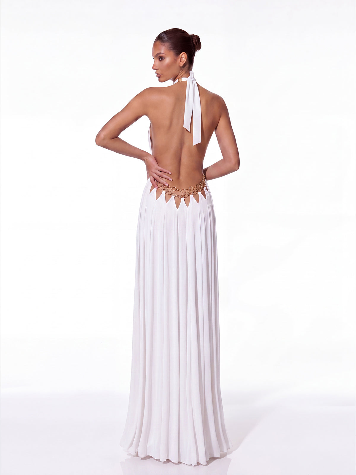 Sevionx Backless Cutout Maxi Dress In White