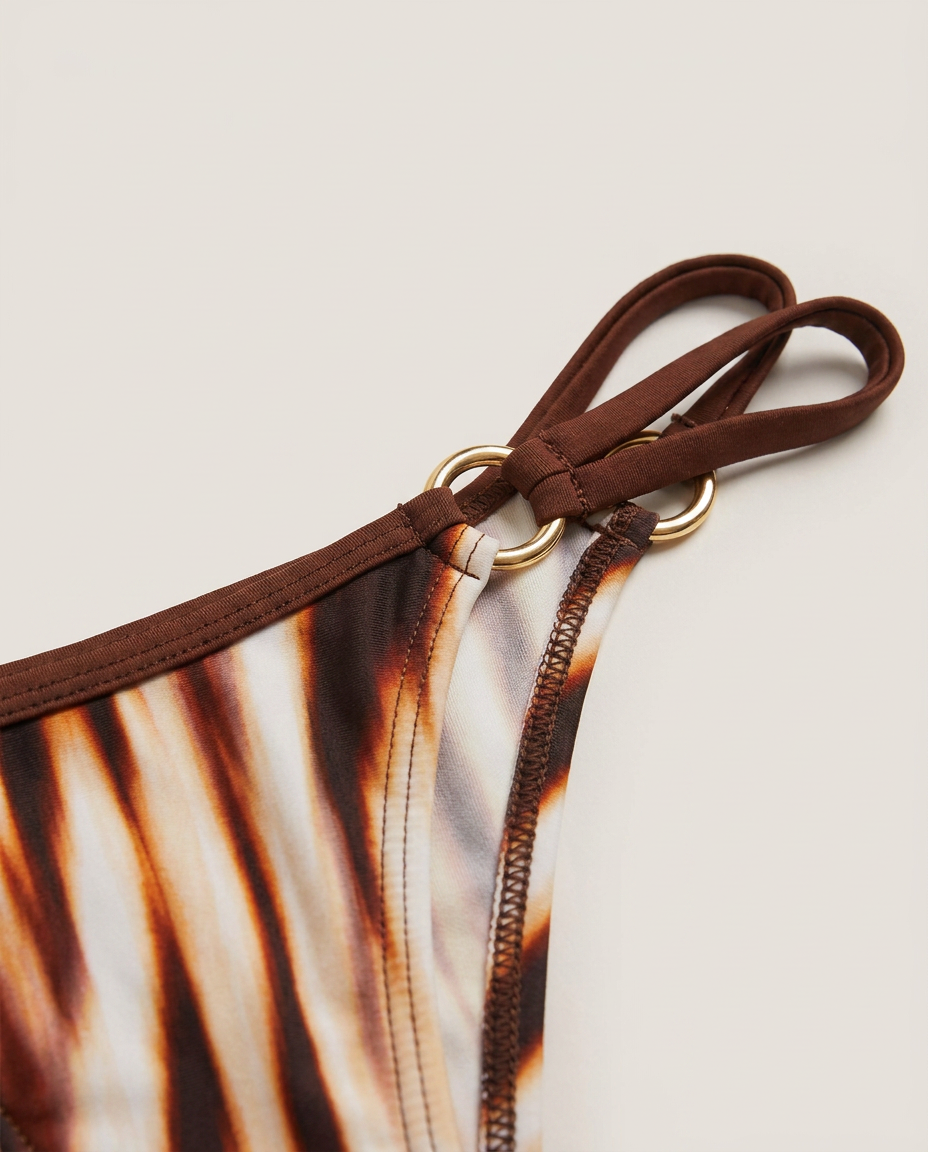 Solana Tie-Dye Halter Bikini Bottoms In Brown