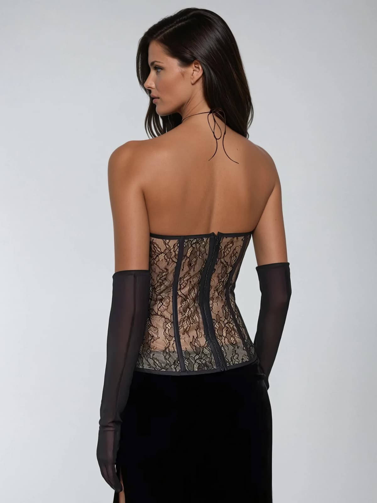 Subductix Halterneck Corset Lace Midi Dress