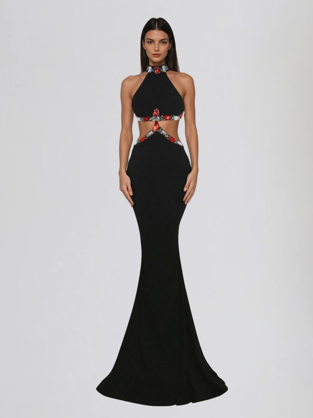 Sylthar Cutout Crystal Bandage Maxi Dress