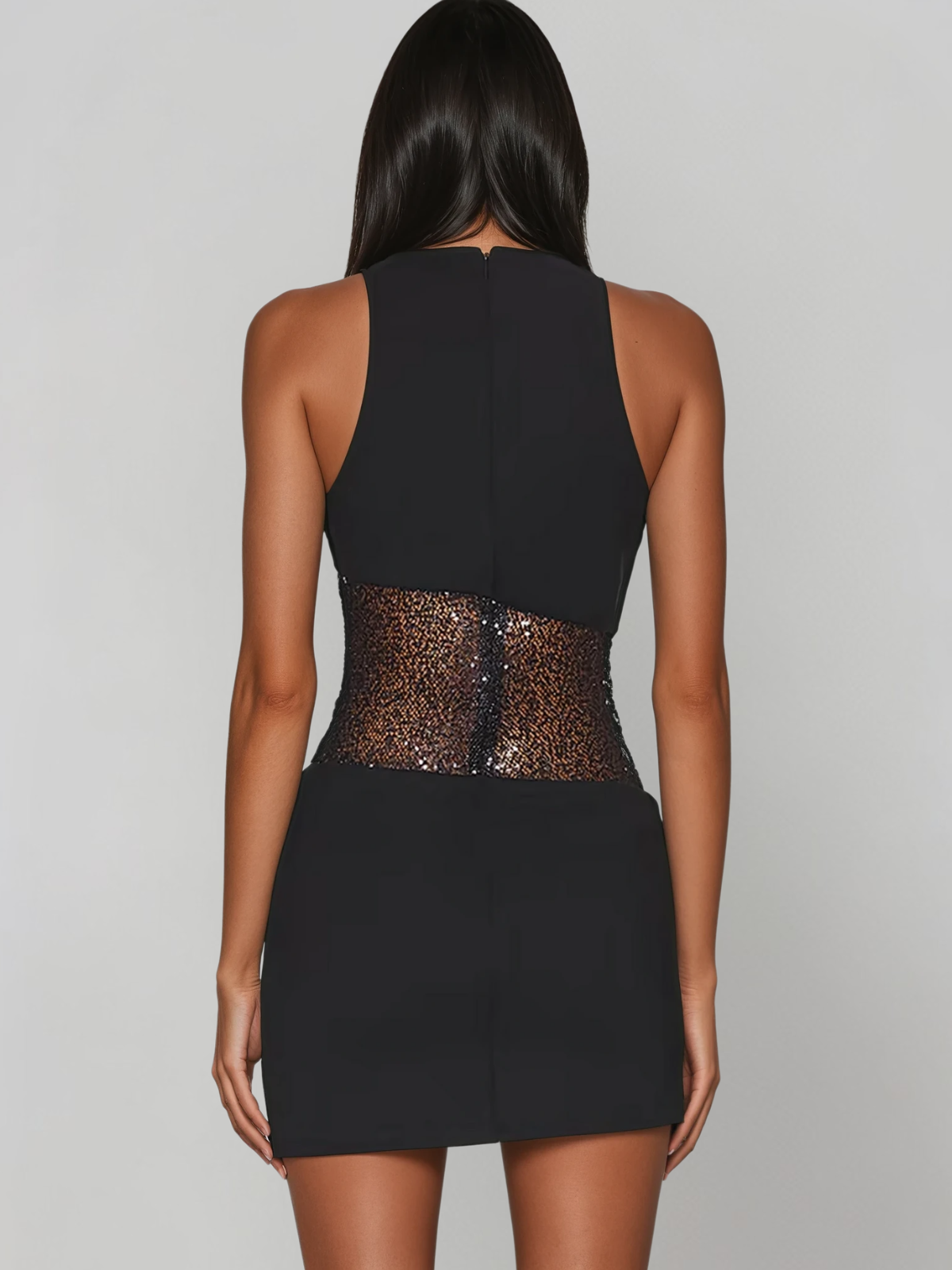 Sylvex Sleeveless Twisted Sequin Mini Dress