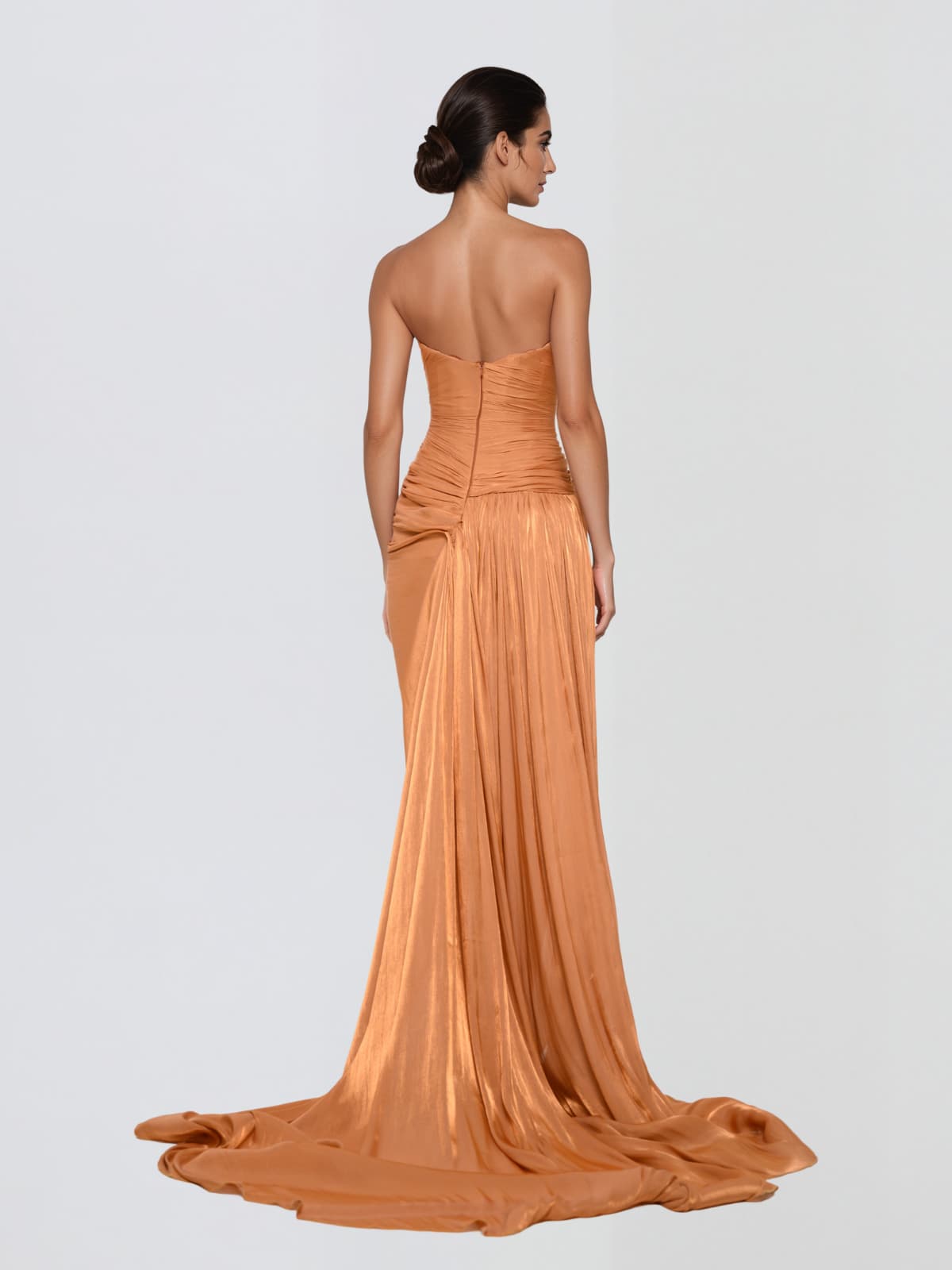 Syndral Strapless Draped Split Maxi Dress