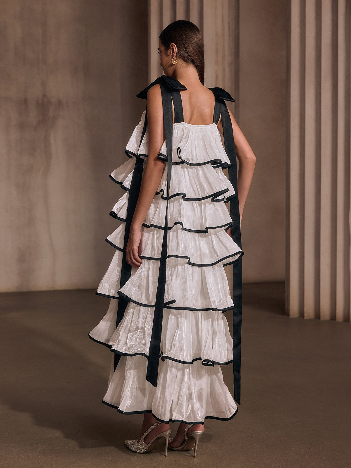 Tavixor Strapless Ruffle Tiered Maxi Dress